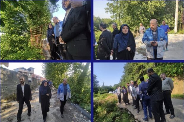 بازدید فرماندار و مدیرکل بحران استان از نقاط رانشی سیاهکل با تأکید بر لزوم اقدامات فوری