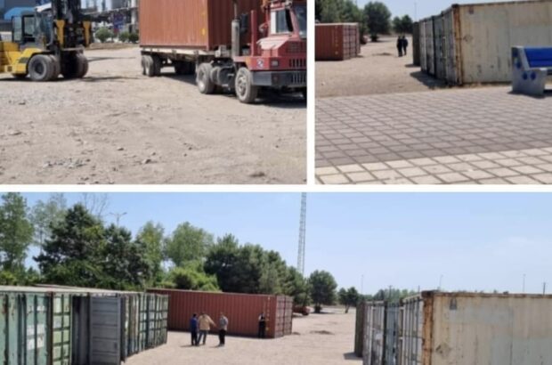*۱۵ کانتینر برای انبار نگهداری از کالاهای غرفهها مستقر شد* *۱۵ کانتینر برای انبار نگهداری از کالاهای غرفهها مستقر شد*